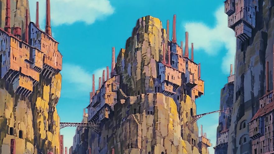 Castle In The Sky Otaku Anime Colorful Movie 2k Wallpaper Sky Brown Sky Digital Castle Painting 1