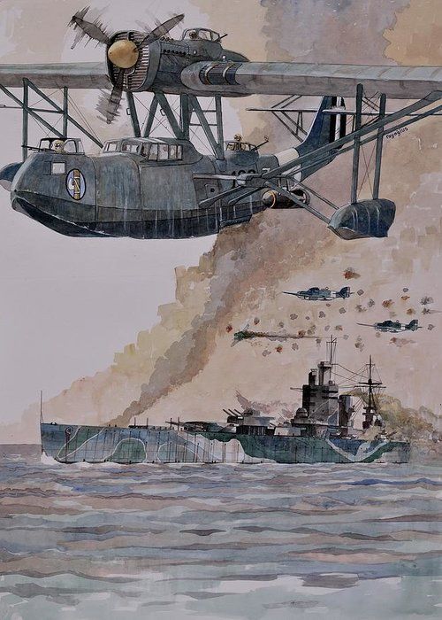 Ww2 Aircraft Military Aircraft Hms Prince Of Wales Aircraft Painting Airplane Art Flying Boat Ww2 Planes Vintage Airplanes Aviation Art 1